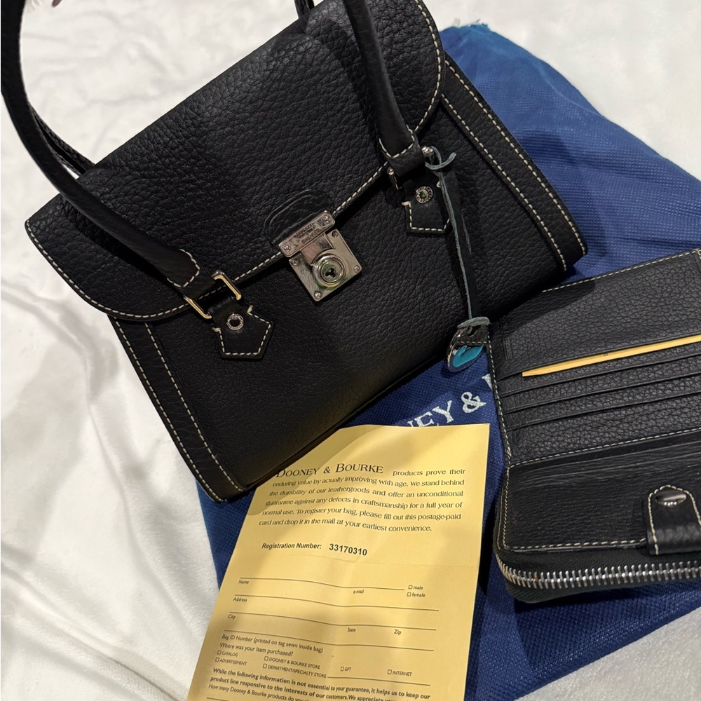 Dooney & Bourke Vintage Black Satchel & Wallet Set (OPEN TO OFFERS)